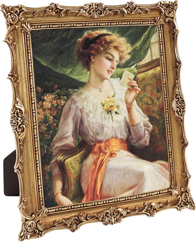 8x10 Vintage Photo Frames, Gold Hand-Crafted Resin Photo Frame with Easel & Hook, Home Ornament f... | Amazon (US)