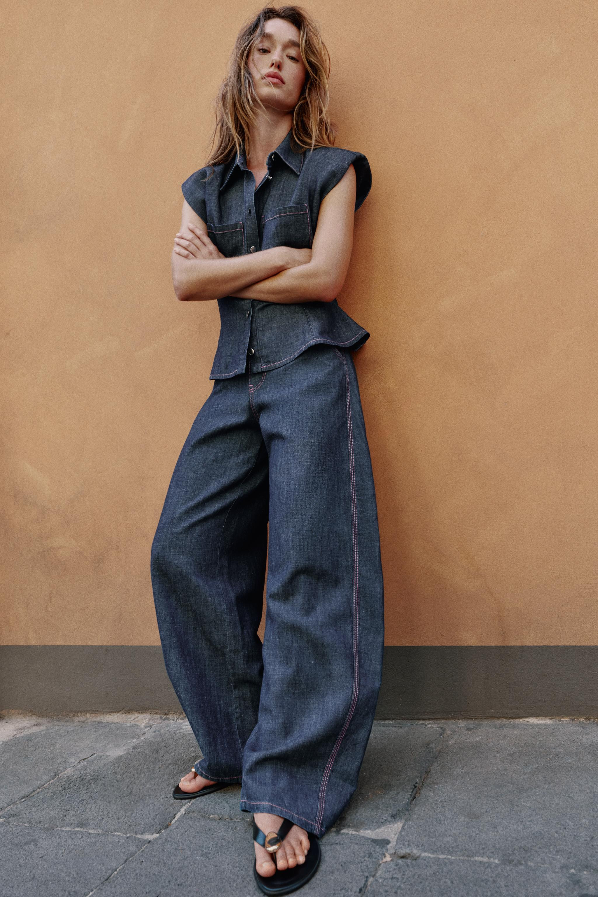 LINEN BARREL PANTS | Zara US