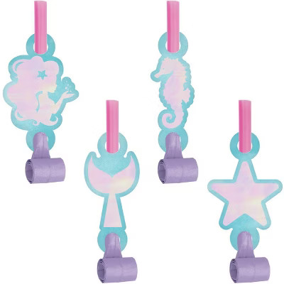 24ct Iridescent Mermaid Party Blowers: Kids Birthday Party Favors, Purple & Pink, Creative Conver... | Target