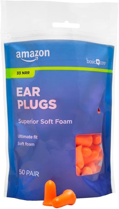 Amazon Basic Care Soft Foam Noise Cancelling Earplugs for Concerts, Hearing Protection, 100 Count... | Amazon (US)