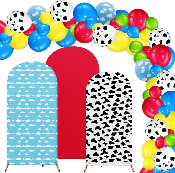 3 Pcs Arch Backdrop & 118 Pcs Multicolored Balloons Set Wedding Arch Spandex Backdrop Stand Cover... | Amazon (US)