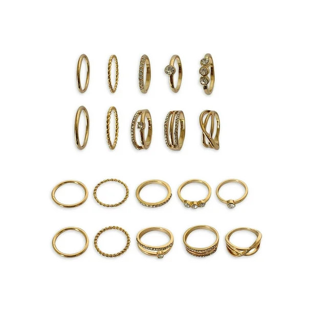 No Boundaries Multi Gold Ring Set - Walmart.com | Walmart (US)
