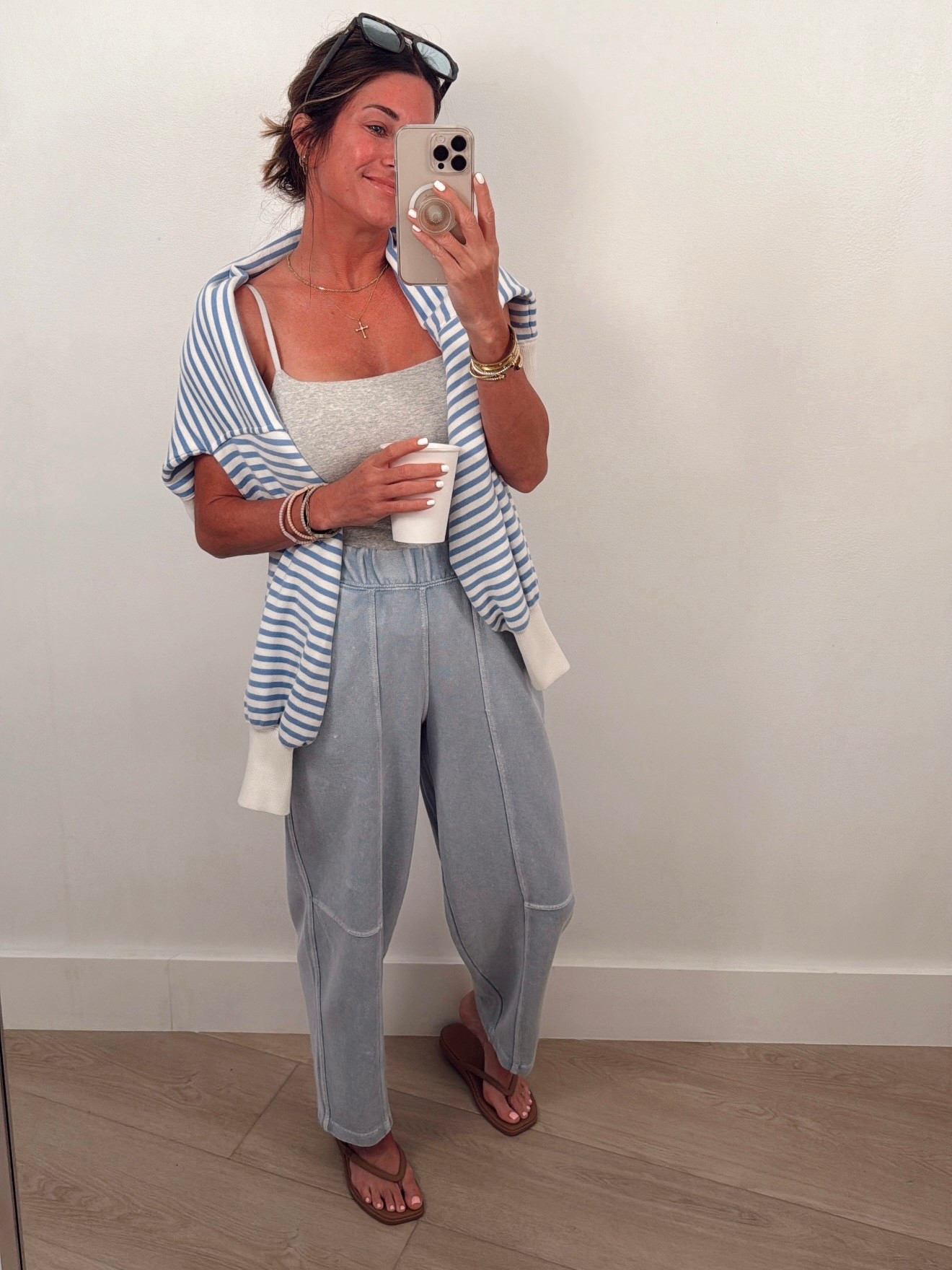 Casual and comfy for breakfast this morning! I get an xs in these tanks, and my sweatshirt is on sale today for under $40! wearing xs. 

#LTKFindsUnder50 #LTKSaleAlert #LTKStyleTip