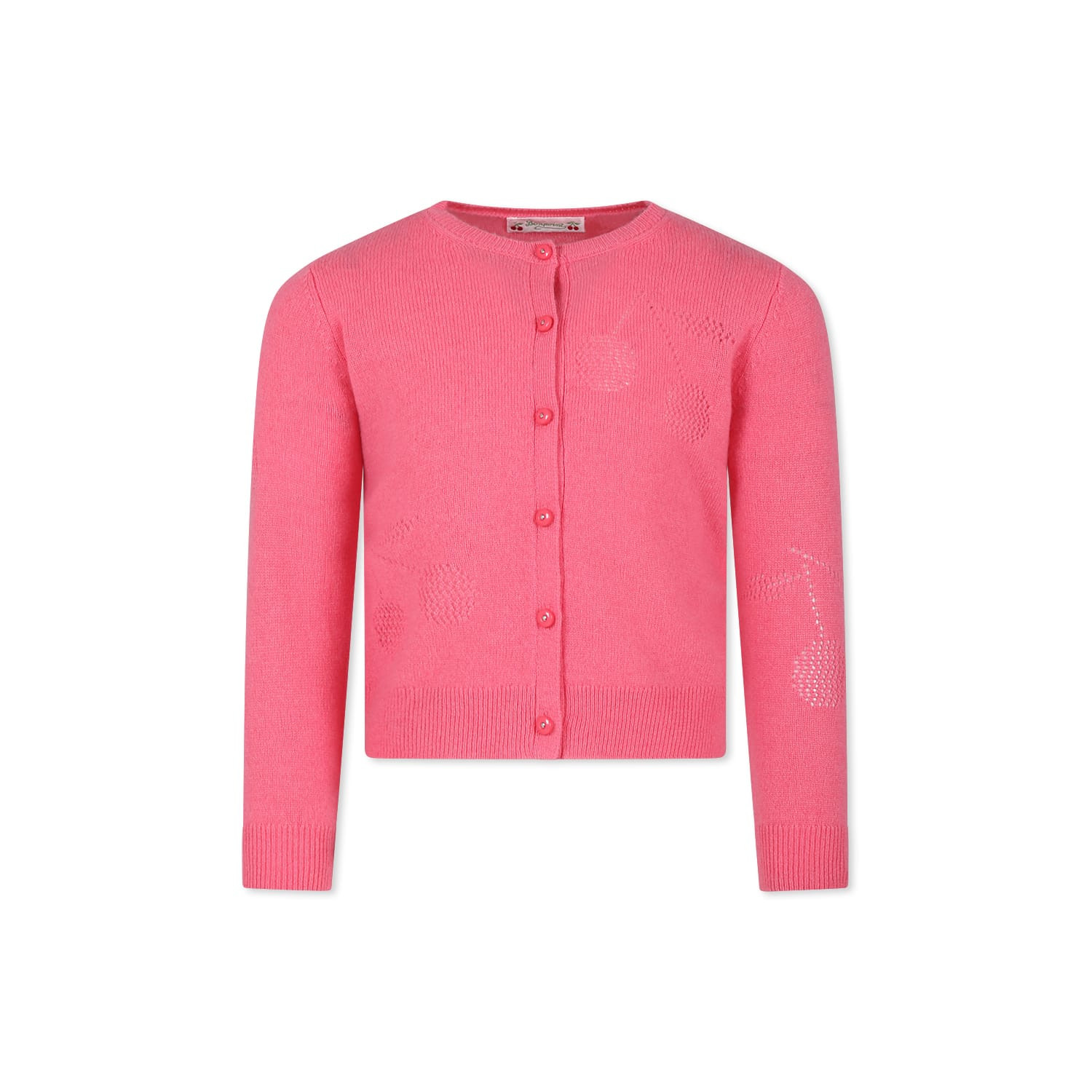 Bonpoint Pink Cardigan For Girl With Cherries | Italist.com US