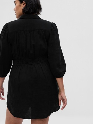 Crinkle Gauze Mini Shirt Dress | Gap (US)