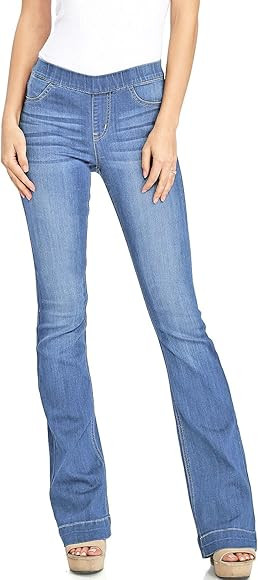 Cello Women's Juniors Mid Waist Skinny Fit Bootcut Pants | Amazon (US)