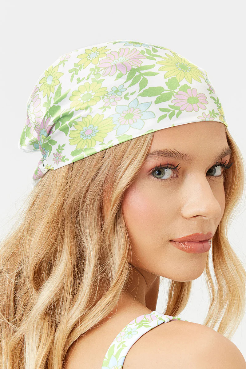 Heidi Floral Satin Head Scarf - Secret Garden | Frankies Bikinis
