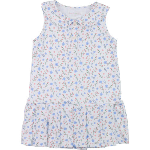 Blue And Pink Floral Lycra Tennis Dress | Cecil and Lou