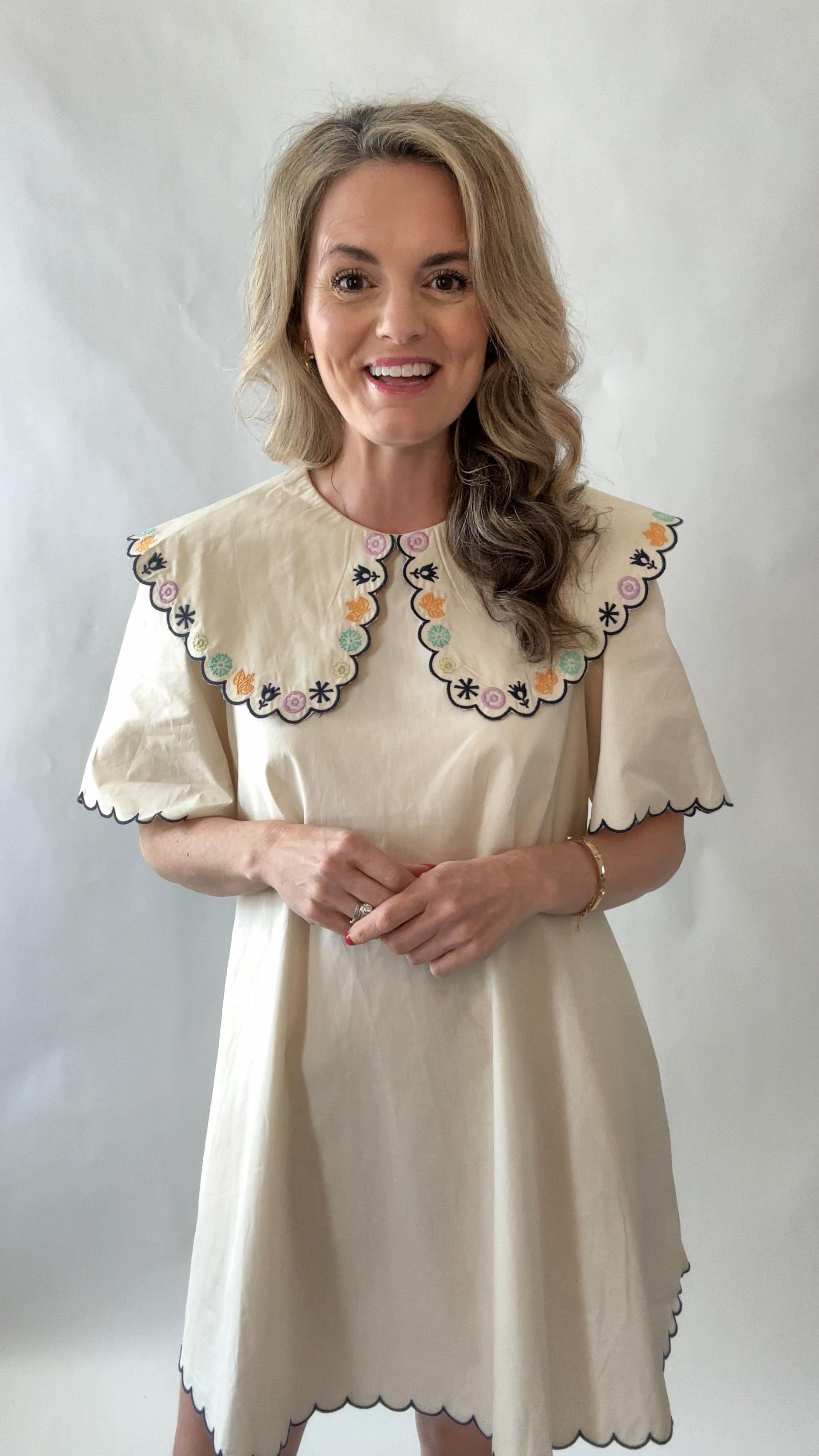 The sweetest embroidered Peter Pan collar mini dress just hit @editno5boutique! Pair with sandals or wedges for a stylish, versatile look that blends classic beauty with modern flair. I’m wearing the size small. This dress comes in S,M,L 

#LTKStyleTip #LTKOver40 #LTKFindsUnder100