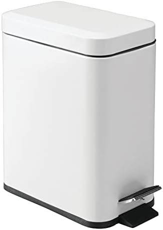 mDesign 1.3 Gallon Rectangular Slim Profile Metal Step Trash Can Wastebasket, Garbage Container B... | Amazon (US)