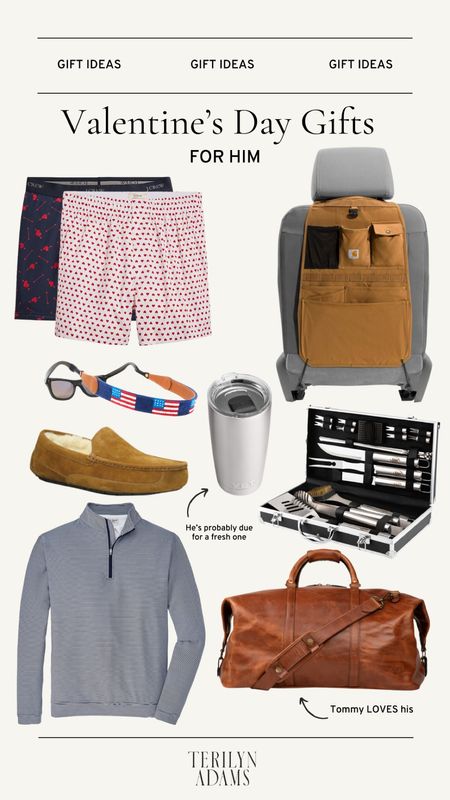 Valentine’s Day gift ideas for guys! I included things I’ve gifted in the past like the Carhartt seat organizer (big hit!), the USA sunglasses strap, a Tecovas duffle or Peter Millar pullover for something splurgey, Ugg slippers (on sale), and of course classic things like a Yeti rambler or grilling tools. 

#LTKmens #LTKSeasonal #LTKGiftGuide
