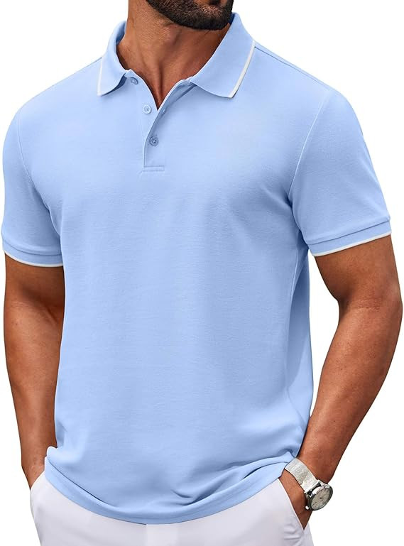 COOFANDY Men's Polo Shirts Classic Short Sleeve Polo T Shirts Cotton Pique Casual Summer Fashion ... | Amazon (US)