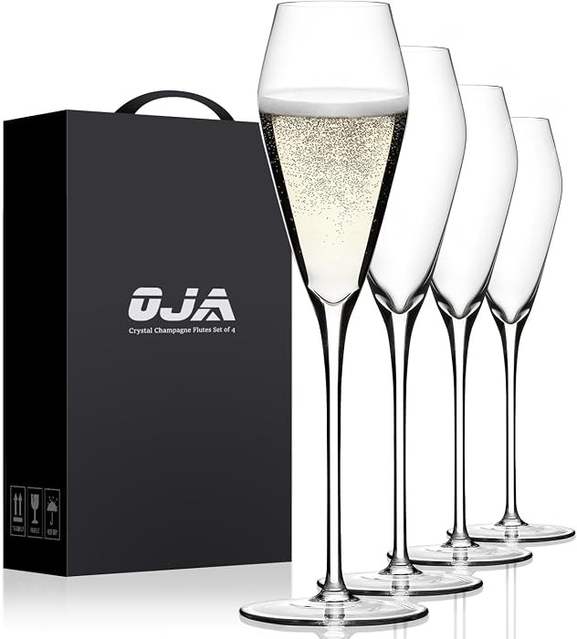 Champagne Flutes, Crystal Champagne Glasses Set of 4, 7.5oz, Hand Blown | Amazon (US)