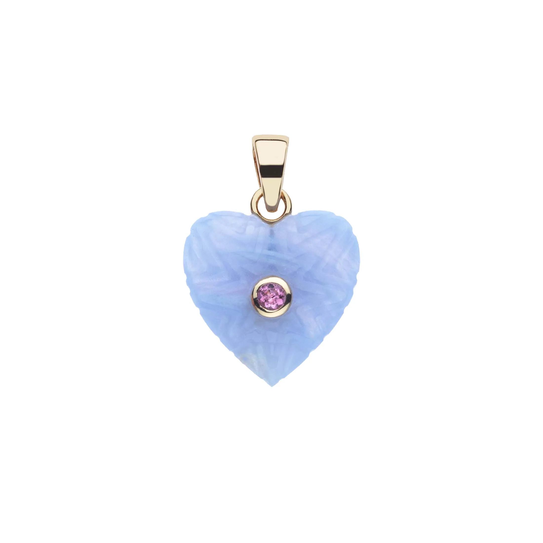 LOVE Starburst Stone Heart Pendant in Blue Lace Agate | Jane Win