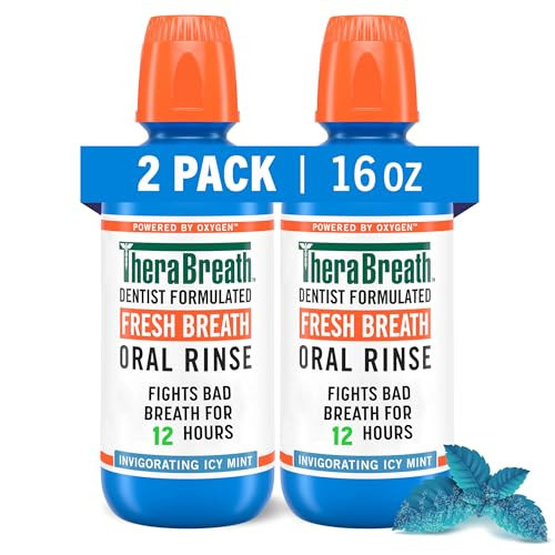 TheraBreath Fresh Breath Mouthwash, Icy Mint Flavor, Alcohol-Free, 16 Fl Oz (Pack of 2) | Amazon (US)