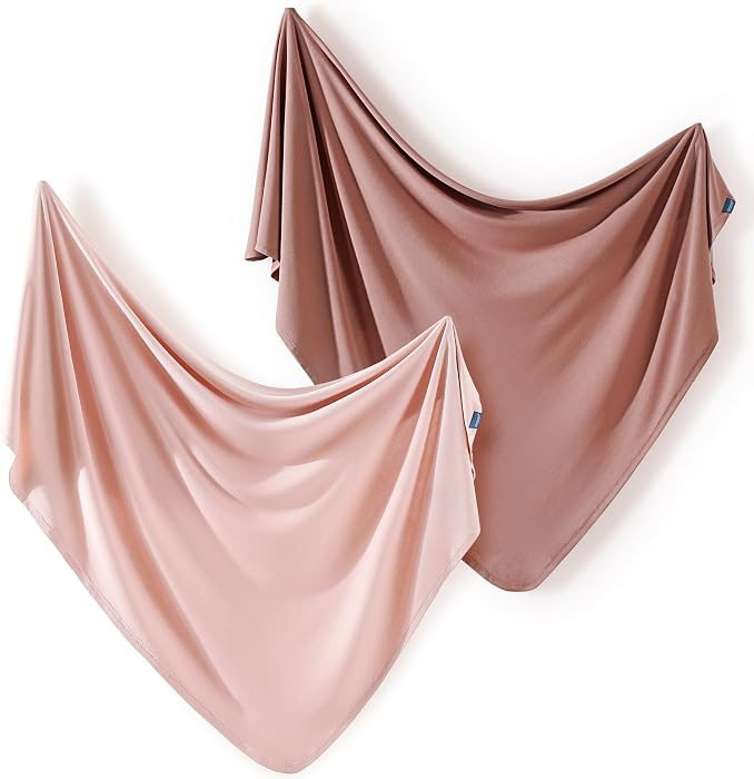 2 Pack Newborn Swaddle Blanket, Ultra Soft Stretchy Jersey Knit Extra Large Size 33 x 44 Receivin... | Amazon (US)