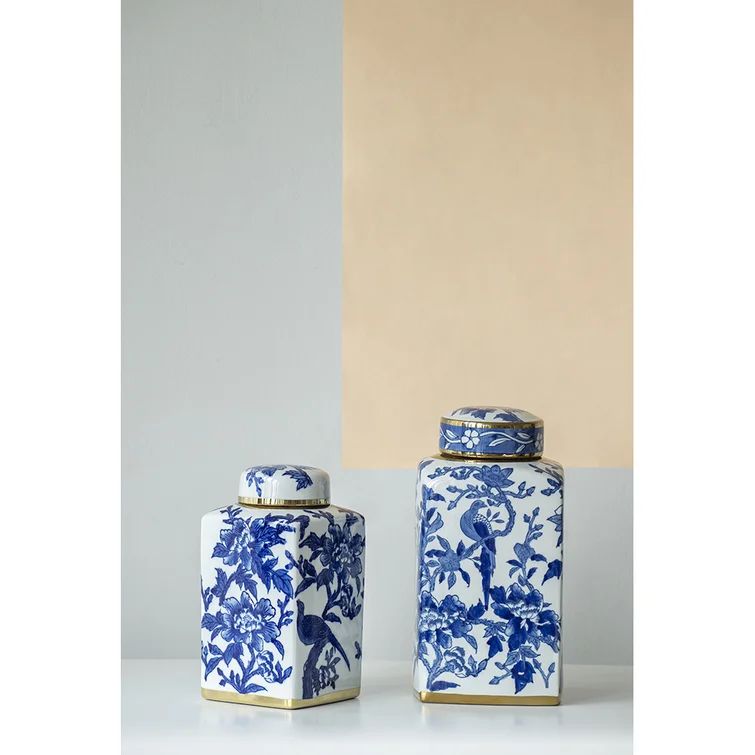 Blue/White 12.6" Porcelain Ginger Jar | Wayfair Professional