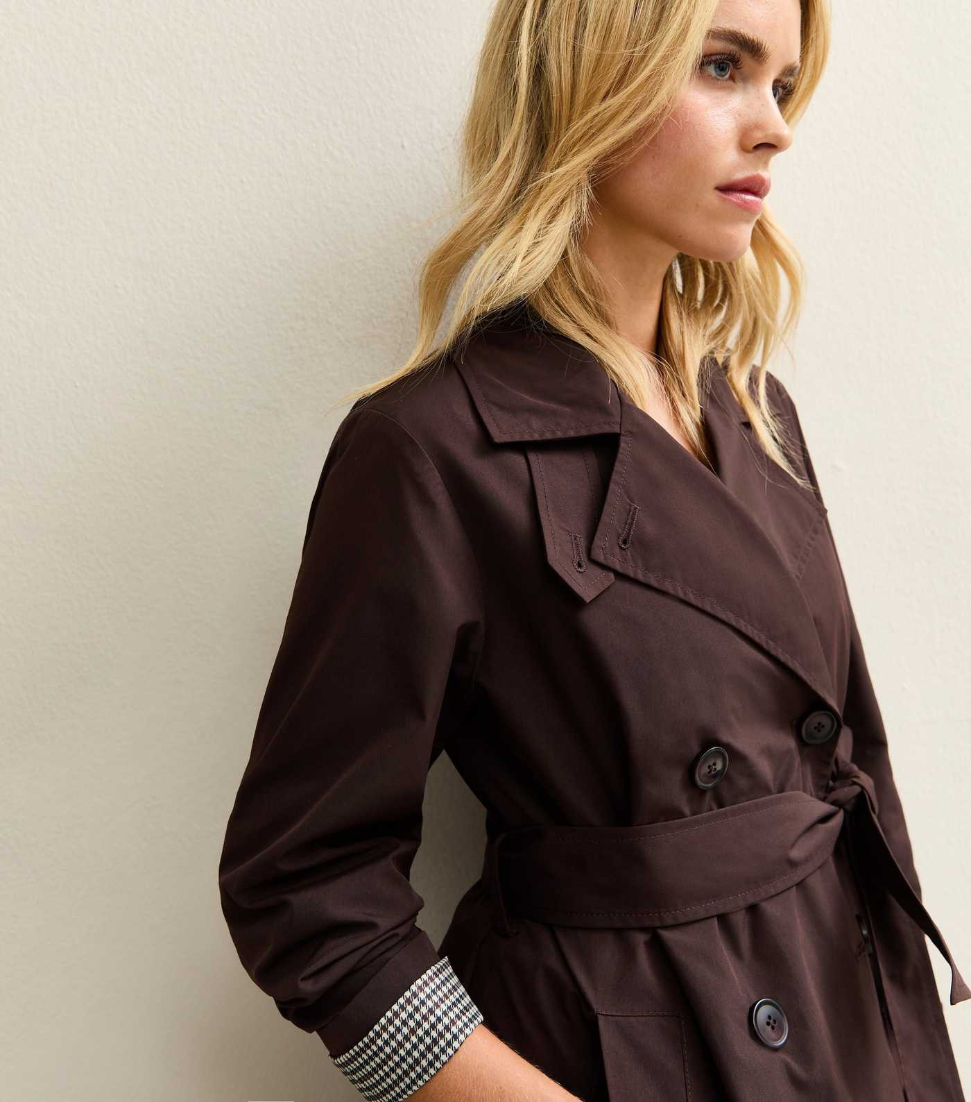 Petite Dark Brown Double Breasted Trench Coat | New Look | New Look (UK)