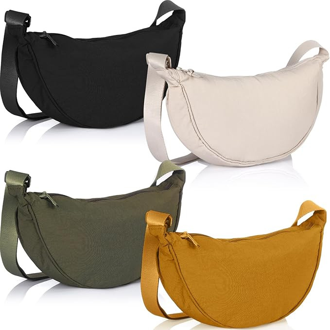 Dansydaisy 4 Pcs Nylon Crescent Crossbody Purses Bag for Women Men Half Moon Shape Sling Travel B... | Amazon (US)