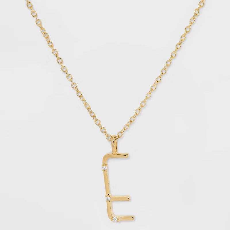 Gold Over Silver Plated Cubic Zirconia Initial Pendant Necklace - A New Day™ Gold | Target