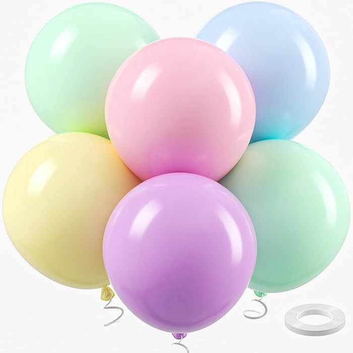 18 Inch Pastel Large Balloons - 35Pcs Thick Macaron Balloons Big Round Multicolor Latex Party Bal... | Amazon (US)