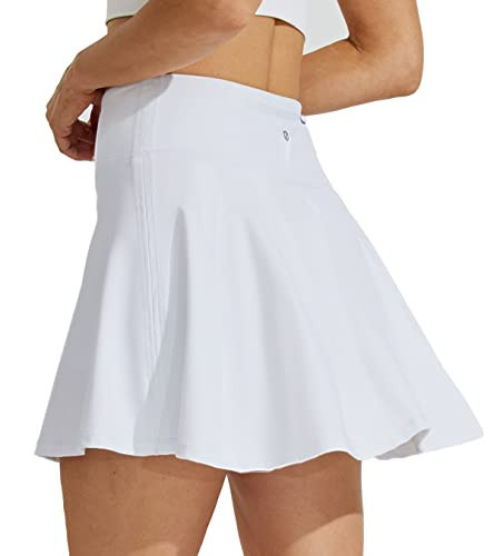 Willit Women's Tennis Skirts High Waisted Athletic Running Skorts Skirts with Shorts Pockets 17" White 2XL | Amazon (US)