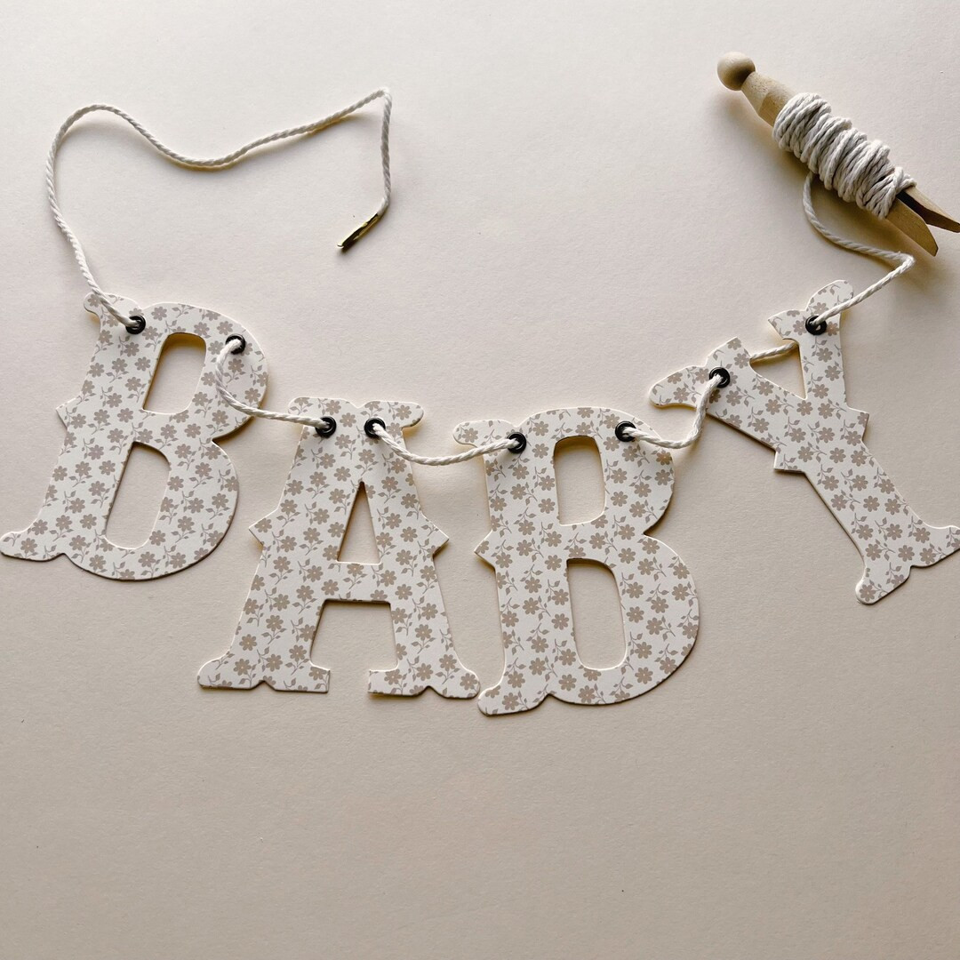 Custom Banner, Beige Tan Little Flowers, 4 Small Letters, Spell Phrases and Names, Birthday, Baby... | Etsy (US)