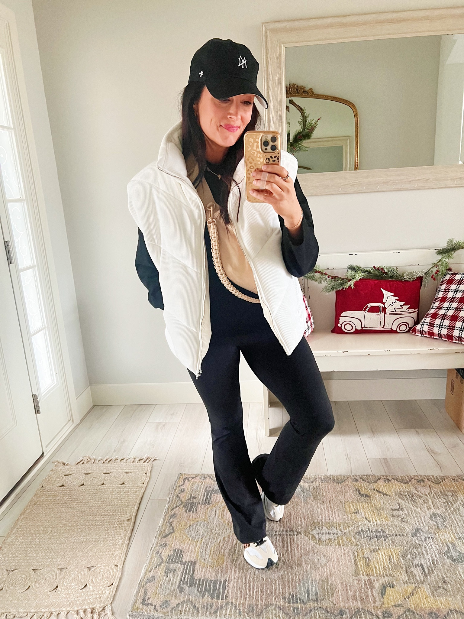 • medium vest but true to size 
• medium sweater - true to size 
• size 6 flares 
• sneakers true to size 

#LTKsalealert #LTKunder50 #LTKunder100