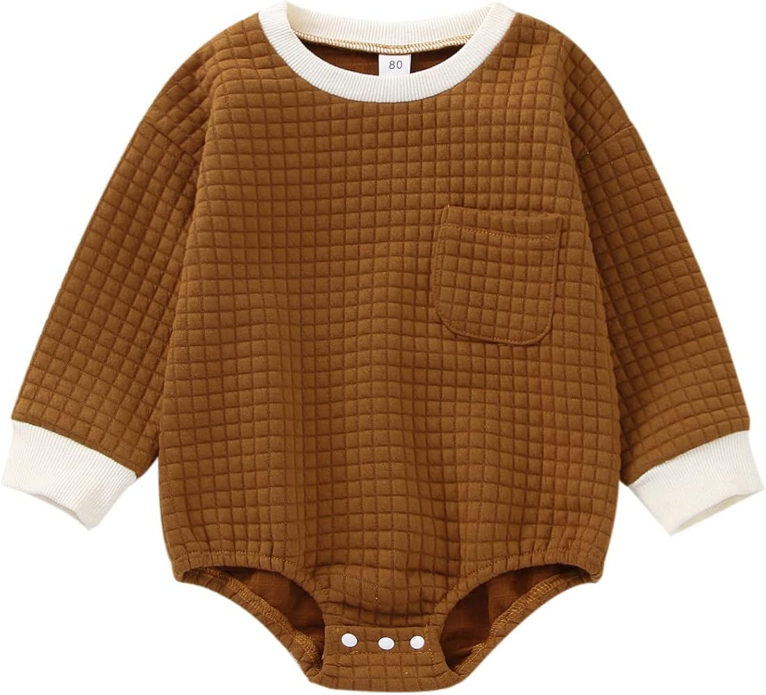 BeQeuewll Newborn Infant Boy Girl Clothes Long Sleeve Oversized Sweatshirt Sweater Romper Unisex ... | Amazon (US)