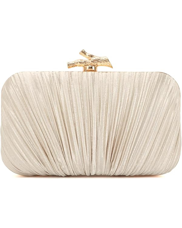 Freie Liebe Clutch Purses for Women Evening Bag Pleated Clutch Bag with Chain for Wedding Party | Amazon (US)
