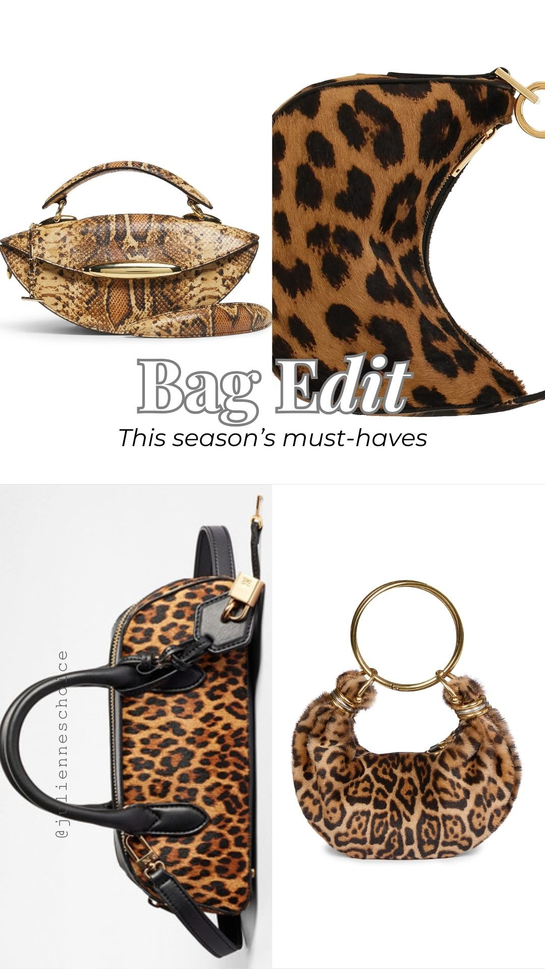 👜 FW 2025 Bag Edit ✨ Croc-embossed totes, snake-print clutches, retro top handles, and chic vanity cases—this season’s luxury must-haves.✨julienneschoice 

#BagTrends #SnakePrint #CrocBag #TopHandleBag #VanityCase #Animalprint #LuxuryStyle #FallWinter2025 

 #LTKStyleTip #LTKItBag