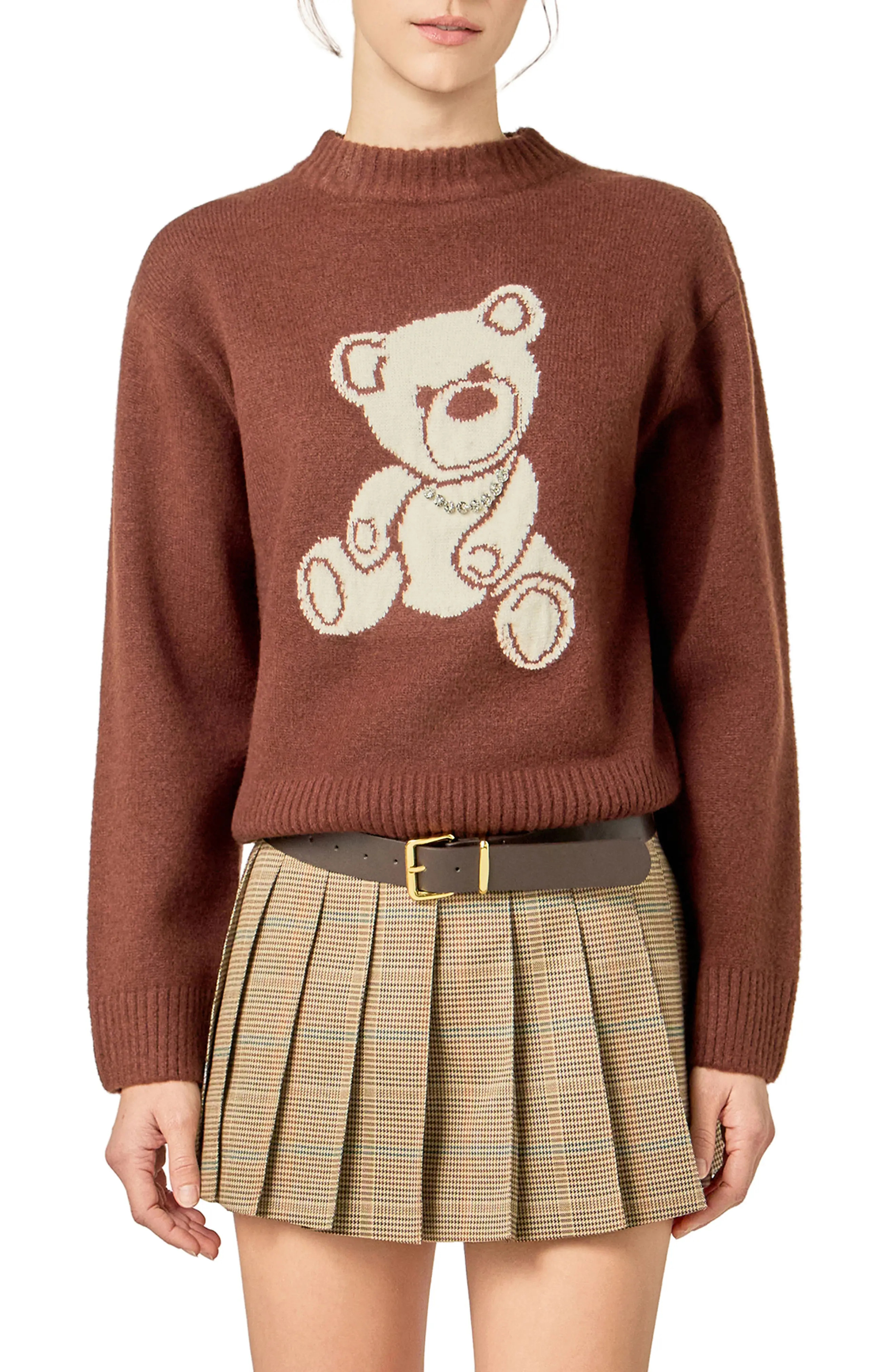 English Factory Teddy Bear Embellished Crewneck Sweater (Women) | Nordstrom | Nordstrom