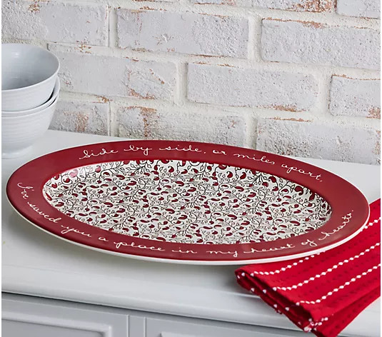 Aarti Sequeira Side By Side, or Miles Apart 18" Serving Platter - QVC.com | QVC