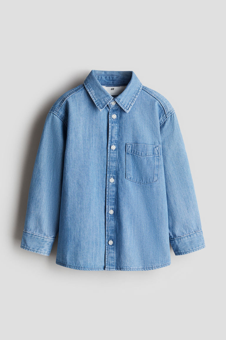 H & M - Cotton Denim Shirt - Blue | H&M (US + CA)
