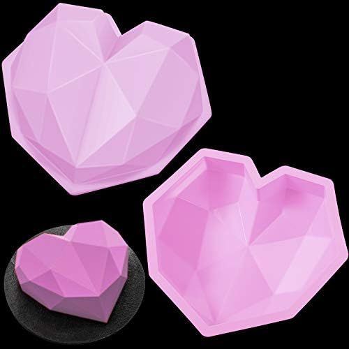 Valentine's Day 3D Diamond Heart Chocolate Mold Geometric Love Shape Silicone Cake Mold for DIY... | Amazon (US)
