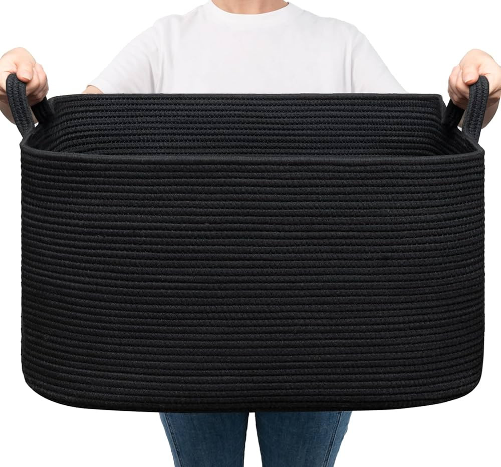 Goodpick Large Laundry Basket, Blanket Basket Living Room, Storage Basket for Toys, Towels, Woven... | Amazon (US)