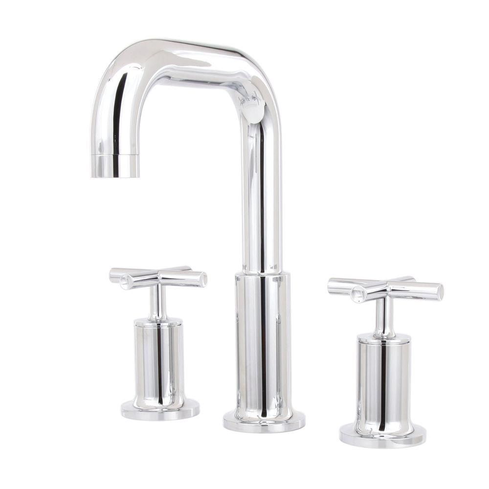 Kohler Purist 8 in. Deck Mount 2-Handle Mid-Arc Bathroom Faucet Trim Only in Polished Chrome Less Valve | Home Depot