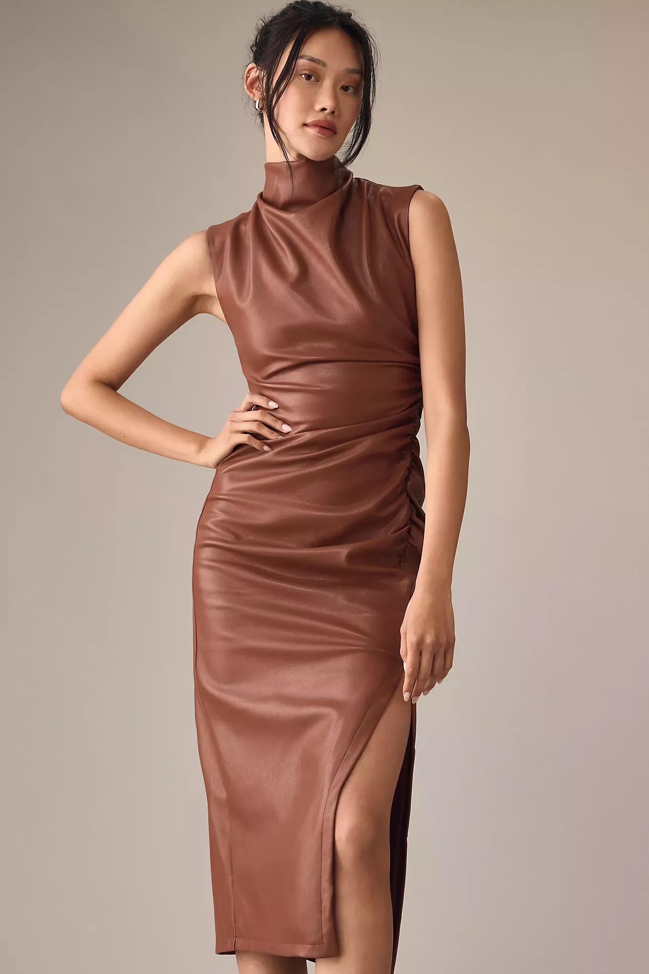 Long-Sleeve Mesh Ruched Dress curated on LTK