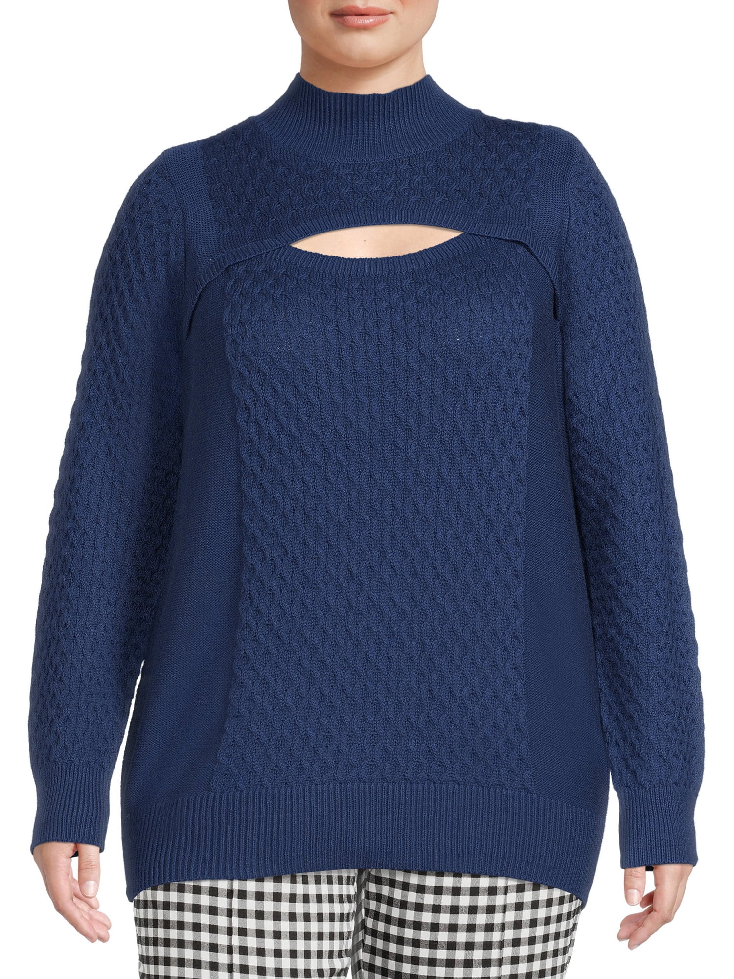 Terra & Sky Women's Cutout Pullover Sweater | Walmart (US)