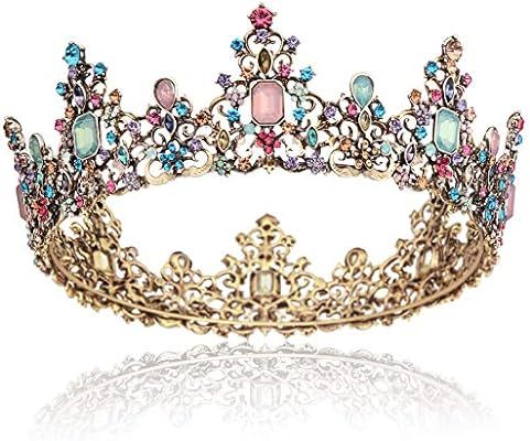 Coucoland Vintage Baroque Crown Royal Princess Queen Bride Tiara Crystal Rhinestone Headband Hair... | Amazon (US)