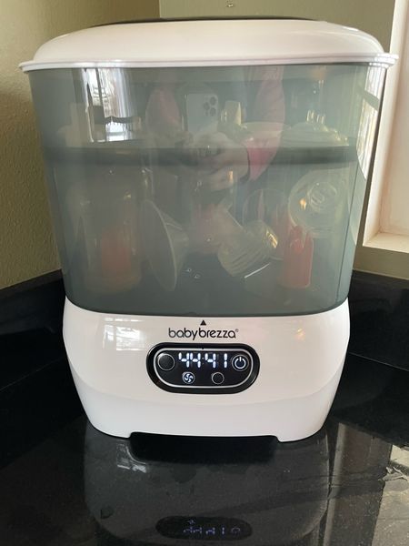 Currently in the trenches of triple feeding (nurse, bottle, pump, repeat). The Baby Brezza Sanitizer/Dryer has been a life saver!! I’ve been sanitizing bottles and pump parts once a day, and mostly using it as a dryer. It saves me so much time! It’s a little pricey, but if you are pumping often, I think it’s worth it! 