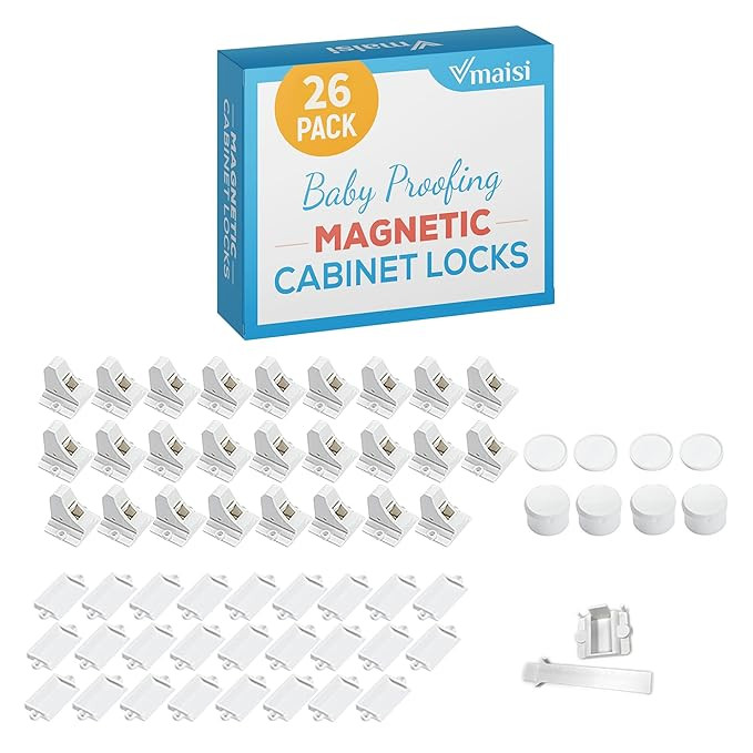 Vmaisi ChildProof Magnetic Cabinet Locks (26 Locks and 4 Keys) | Amazon (US)