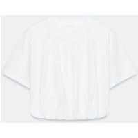 Zara - Cropped Puff Hem T-Shirt - White - M - Woman | Zara US