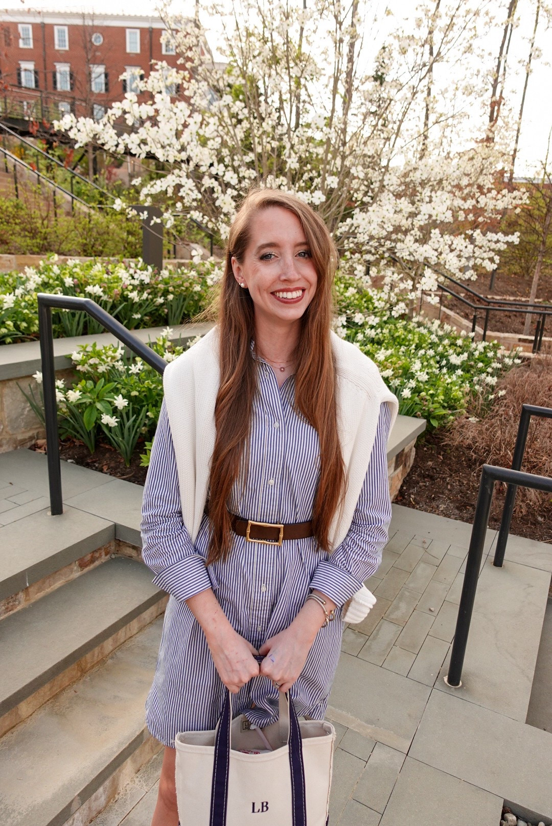 Preppy spring outfit - casual workwear - shirt dress - white sandals - boat and tote 

#LTKFindsUnder100 #LTKSeasonal #LTKFindsUnder50