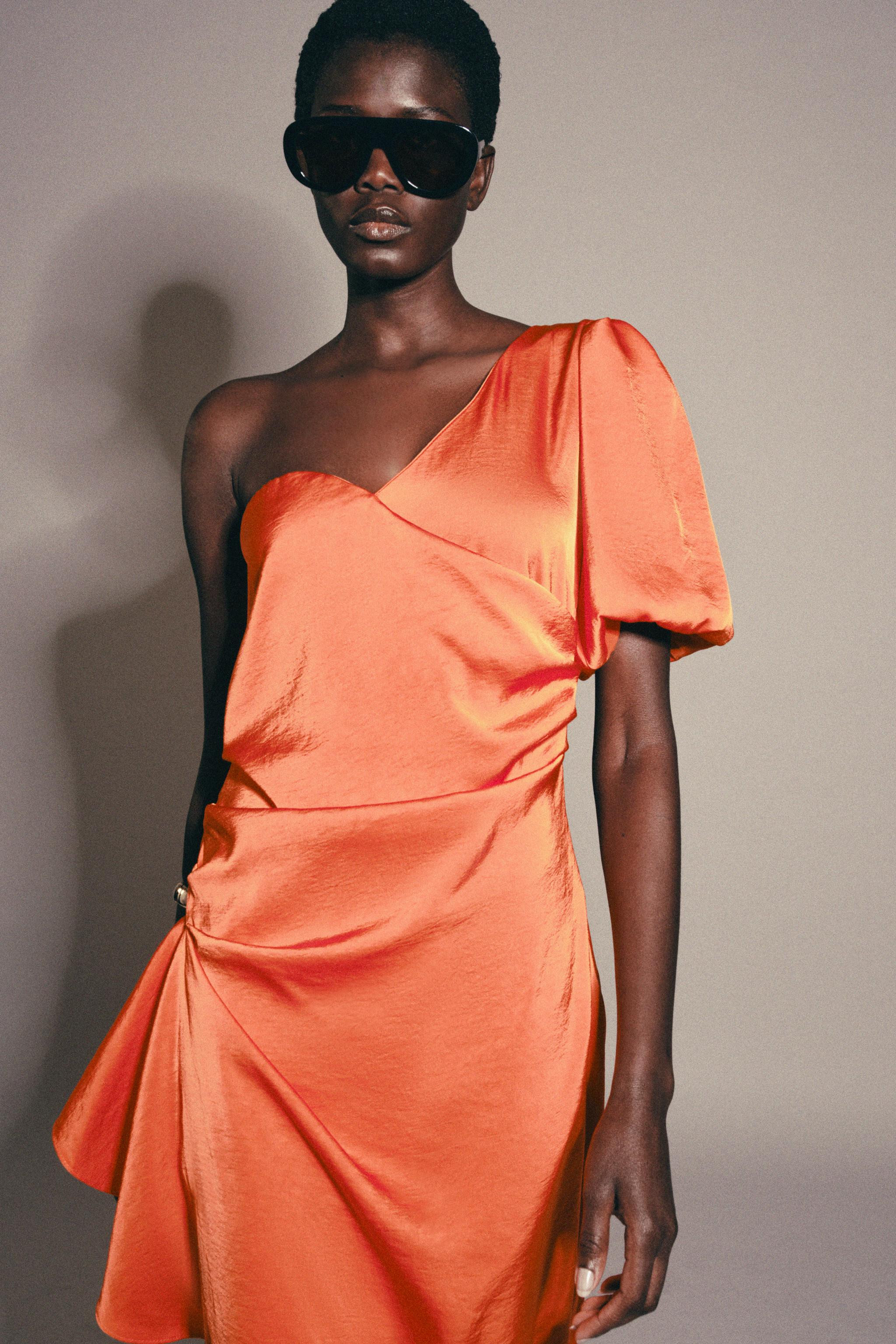 ASYMMETRIC SATIN MIDI DRESS | Zara US