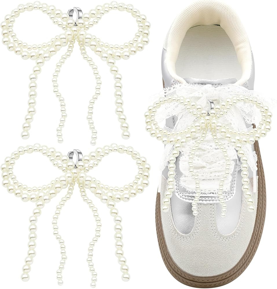 Pearl Bow Shoe Charms: 2pcs Bowknot Decoration Charm for Women Sneakers | Amazon (US)