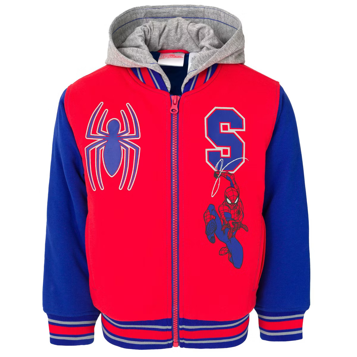 Marvel Spider-Man Toddler Boys French Terry Varsity Zip Up Bomber Jacket Red / Blue Spiderman 3T | Target