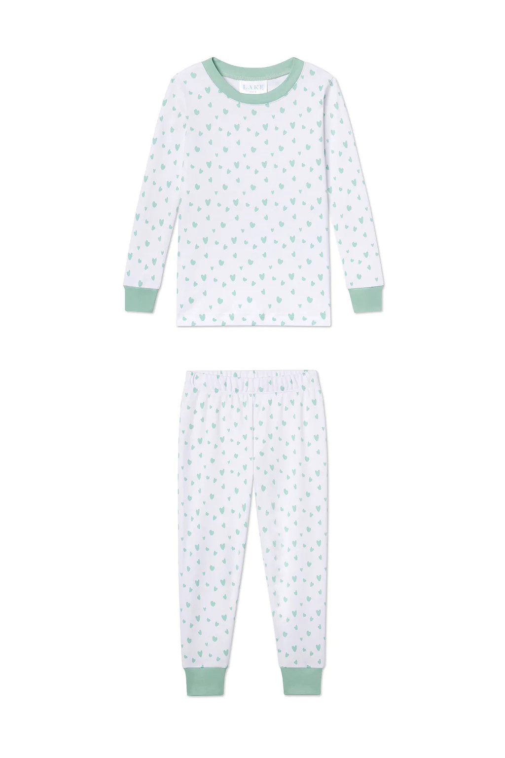 Kids Long-Long Set in Parisian Green Mini Heart | Lake Pajamas