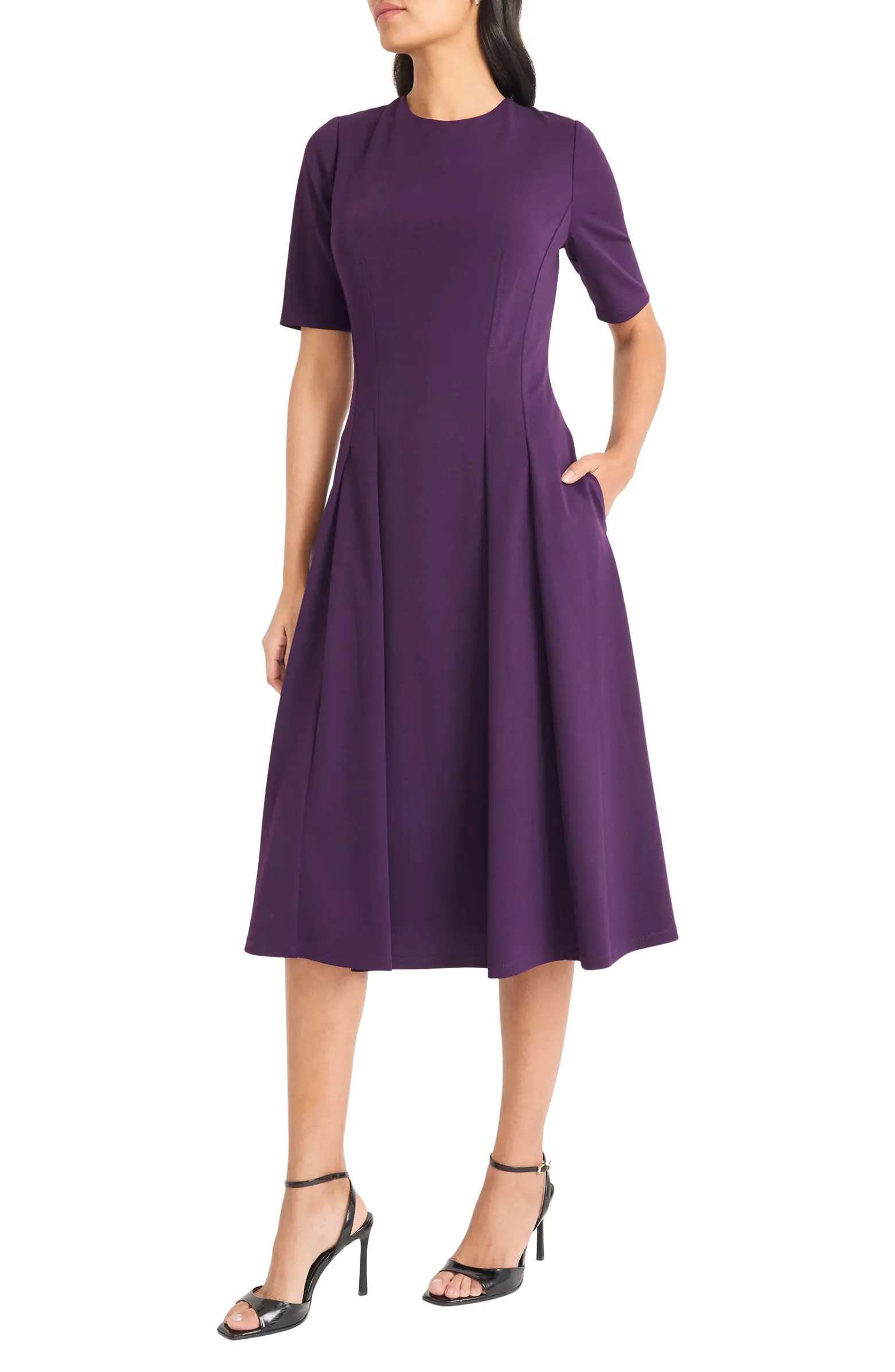 Double Pleat A-Line Midi Dress | Nordstrom