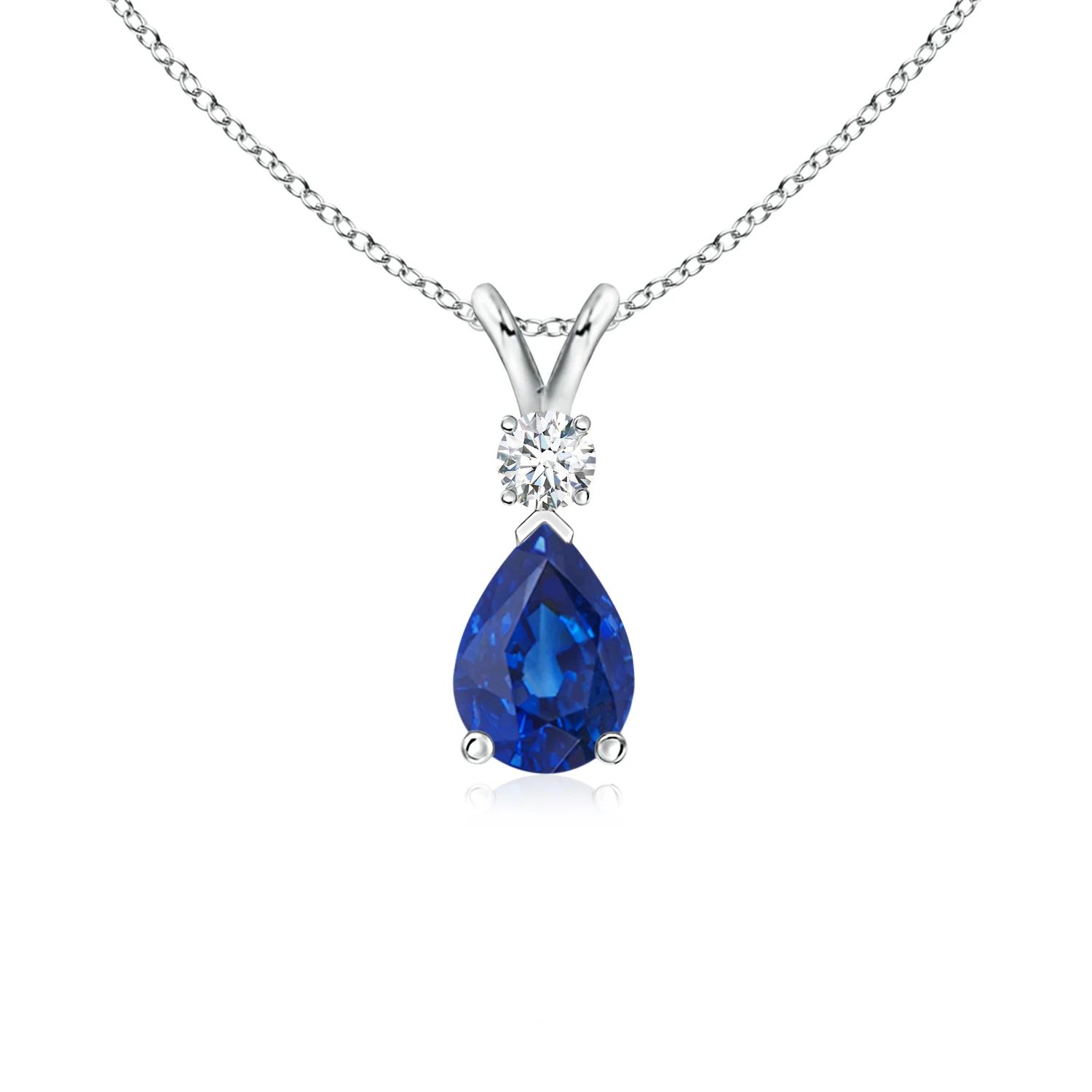 Blue Sapphire Teardrop Pendant with Diamond | Angara US